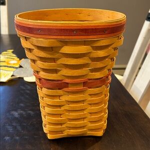Longaberger Hand Woven Basket with Red Accents